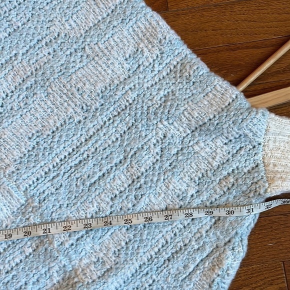 Lou & Grey | Cowl Neck Sky High Poncho Sweater Blue Ivory XS/S Boho Festival - Picture 9 of 10